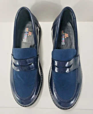Boys Formal Blue Patent Leather & Faux Suede Loafers made in Turkey size 2 - Image 1 of 4