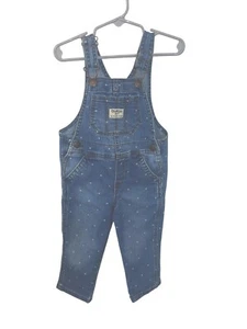 OSHGOSH Toddler Girl 2T Polka Dot Vestbak Denim Overalls - Picture 1 of 10