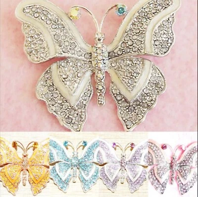 DISEÑADOR CRISTAL ESMALTE MARIPOSA MARFIL NARANJA AZUL PÚRPURA ROSA BROCHE METAL Foto 1 de 4