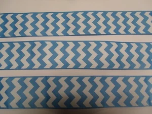 3 YARDS BLUE WHITE CHEVRON GROSGRAIN RIBBON 1 1/2" WIDE *G1* - Picture 1 of 1
