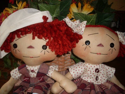 Primitive Ann&Andy 14" Itsy Bitsy Raggedies #155 HANDMADE PRINTED PAPER PATTERN - Image 1 of 4