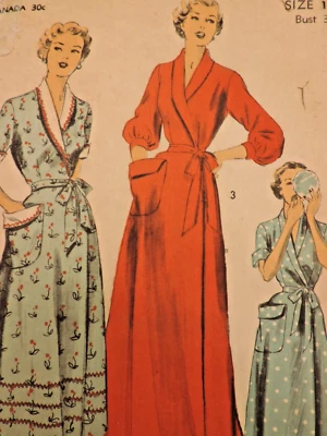 1950s Miss Advance 5371 Pattern Wrap Dress/Robe Sz 12 B30 COMPLETE - Image 1 of 4