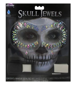 Skull Face Jewels - Skeleton - Day of the Dead - Costume Accessories - One Size - Picture 1 of 1