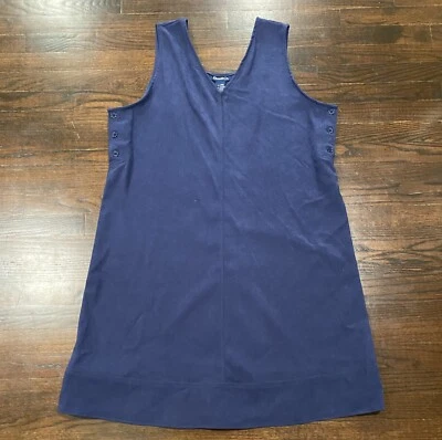 Denim & Co. Soft Touch Overall Style Dress Women's Size XL V-Neck Button Sides - Image 1 of 4
