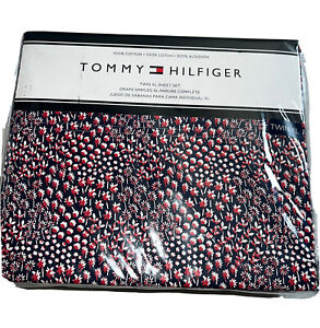 Tommy Hilfiger 3pc Cotton Twin XL Sheet Set Field Flower Iris Black/Red/White