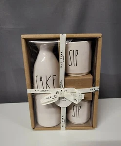 Rae Dunn SAKE und SIP Set Weiß Magenta Artisan Collection LL Sushi - Bild 1 von 2