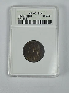 1822 GREAT BRITAIN - George IV - Farthing - Km-677 - ANACS Soapbox MS 63 BRN - Picture 1 of 6