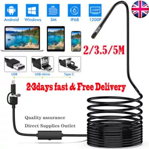 Endoscopio USB 5,5 mm endoscopia tubo fotocamera HD per telefoni Android UK NUOVO - Foto 1 di 12
