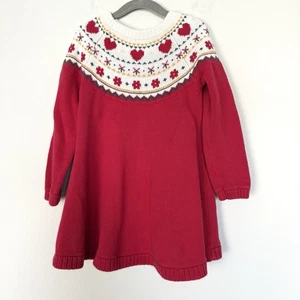 Hanna Andersson Fairisle Sweater Dress Red Girls Size 4 Holiday Christmas Cozy - Picture 1 of 8