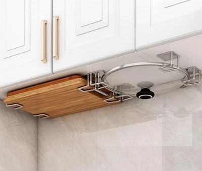 Soporte para tabla de cortar debajo del gabinete 8 piezas tapa organizador estante almacenamiento manchado... Foto 1 de 4