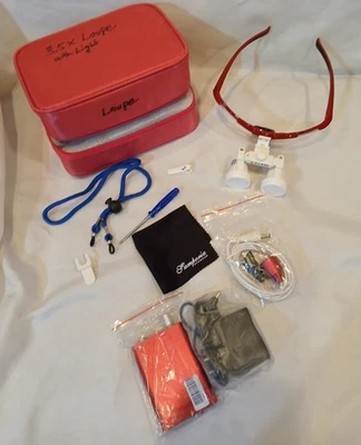 Lupas binoculares cirúrgicas médicas odontológicas 3,5x420mm + lâmpada LED com CAIXA - Imagem 1 de 4