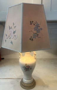 Vintage porcelain lamp flower design with Floral shade Tested & Working - Picture 1 of 12