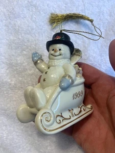 Lenox Classic 1999 "Schlitten voller Lächeln" Schneemann Ornament IOB - Bild 1 von 8
