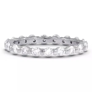14K Gold Eternity Wedding Ring Classic 1.80 Carat Round Lab-Grown Diamond D VVS1 - Picture 1 of 10