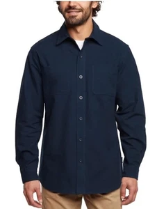 Camisa Woolrich Para Hombres Grande Azul Gamuza Franela Botón Exterior Senderismo Manga Larga - Imagen 1 de 6