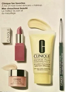 Set 4 pezzi CLINIQUE fan preferiti tutto sugli occhi prugna rossetto eyeliner lozione $45 - Foto 1 di 1