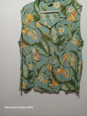 Camisa blusa sin mangas Aloha Hut Hawaii para mujer talla 2X Foto 1 de 4