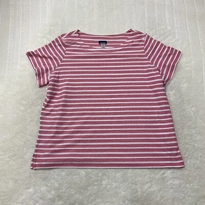 Basic Editions Womens Size 2X Light Red Striped Shirt Short Sleeve Round Neck  - Picture 1 of 10