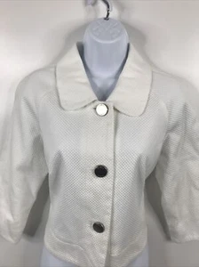 LIZ&CO. White cotton Stretch 3button blazer, Sz M - Picture 1 of 6
