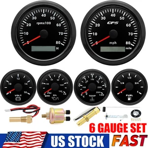 6 Gauge Set 85mm GPS Speedometer 80MPH Waterproof for Marine Boat Car US STOCK - Picture 1 of 21