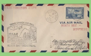 Kanada 1939 Trans Canada Airlines Erstflug, North Bay - Montreal Abdeckung - Bild 1 von 2