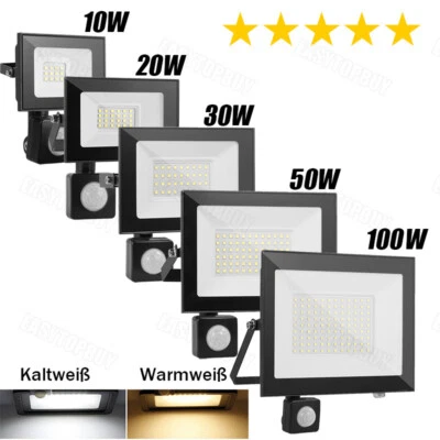 WOWSPEED 10/20/30/50/100W LED Fluter Scheinwerfer Außen Strahler mit Bewegungsmelder DHL