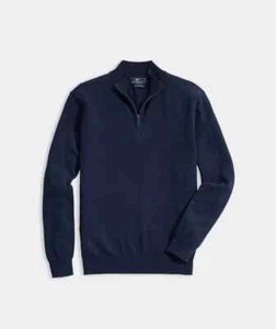 VINEYARD VINES NEW Mens Navy Deep Blue 1/4 Zip Thaxter Sweater NWT Size M Medium - Picture 1 of 5