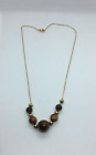 Tiger Eye and Gold Tone Beads Necklace 17 Inches