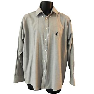 Kangol Mens Casual Long Sleeve Shirt Small Grey Embroidered Logo 