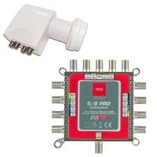 Multischalter 5/8 Opticum ECO + HD Quattro LNB digital SAT Verteiler 8Teilnehmer