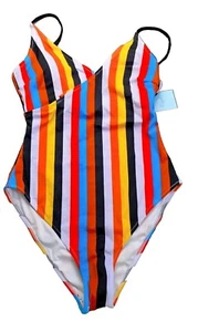 NWT Cupshe Multi-Color Striped One Piece Swimwear - Picture 1 of 12