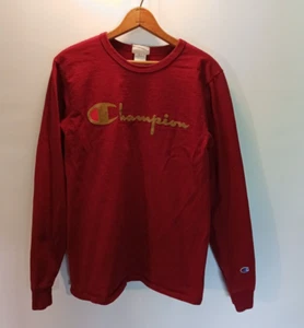 Champion Crewneck Sweatshirt Mens Small S FELT Script Logo Red - Picture 1 of 7