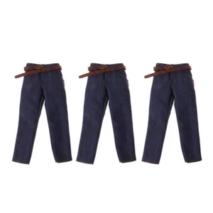 3pcs 1/6 Male Jeans Pants w/Belt for 12'' Action Figure Body Accessories New - Picture 1 of 10