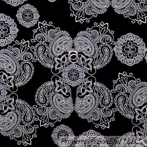 BonEful Fabric FQ Cotton Quilt B&W Black White Damask Flower Paisley Xmas Print - Picture 1 of 13