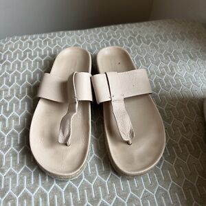 Vince Avani Nude Blush Pebbled Leather Slide Sandals size 8