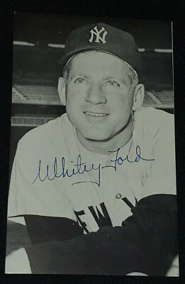 1960's - WHITEY FORD - NEW YORK YANKEES - MLB - BASEBALL - AUTOGRAPH POSTCARD - Image 1 of 2