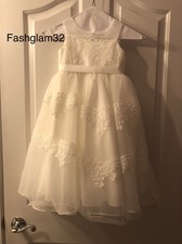 banded lace illusion flower girl dress