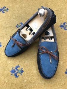 Louis Vuitton Arizona Loafers Shoes Blue Black Grey Suede Drivers Mens UK 7 US 8 - Picture 1 of 11