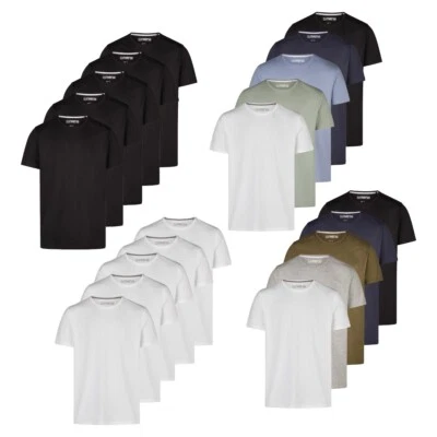 Riverso T-Shirt Hommes Coupe Regular RIVDean 5er Lot Paquet Col Rond Manches Été