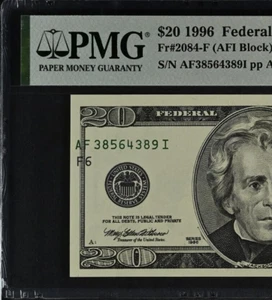 PMG64 1996 20$ MISALIGNMENT ERROR 1ST OF CONSECUTIVE 4389I - Picture 1 of 3