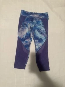 Ivivva by Lululemon Girls Capri Pants Size 10 Purple Blue Galaxy Mesh Ankle - Picture 1 of 8