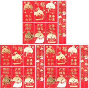  90 Pcs Red Envelope Rabbit Year 2023 Pattern Paper Packets Gift
