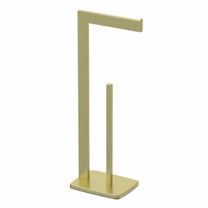 Freestanding Toilet Roll Holder Square Modern Bathroom Accessories Brushed Brass - Picture 1 of 7