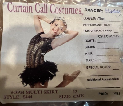 Falda Disfraz Cortina Llamada Negra Pluma Cintura Elástica Foto 1 de 3