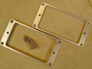 Paar Aluminium Humbucker Pickup Ringe silber flache Unterseite passend für EMG Pickups USA - Bild 1 von 4