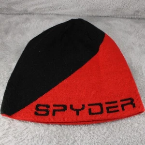 Spyder Hat Cap Adult Reversible Beanie Red Black Ski Snowboard Winter - Picture 1 of 4
