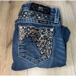Miss Me Chloe Bootcut Boot Damen Blau Bestickt Jeans Denim - Bild 1 von 7