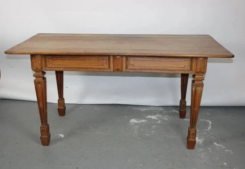 Antique French Oak Neocllassical  Table with Tapered Legs L 60 3/4" x W 31" Cover