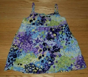 Girls GAP KIDS Blue Purple Green Floral Flowers TANK TOP Sz 4-5 - Spring Summer - Picture 1 of 1
