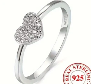 Anillo de plata de ley 925 anillo amor en forma de corazón talla 7 con caja de regalo - Imagen 1 de 1